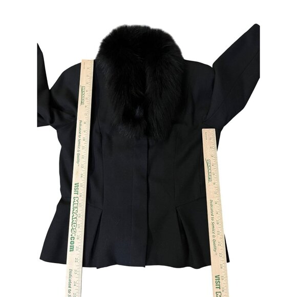 Vintage Peplum Jacket Womens S? Used Black Lined Fuzzy Collar - Picture 10 of 16